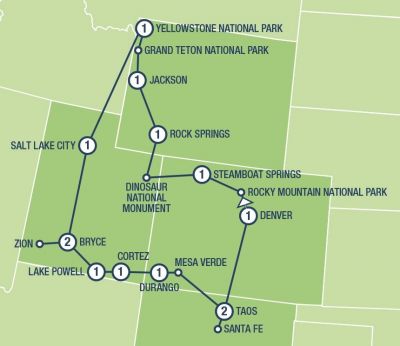 Map showing the Tour regions